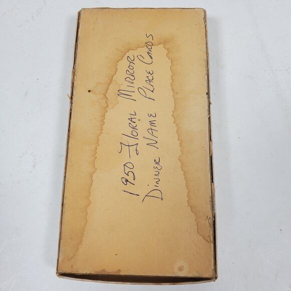 Vintage 1950 Eight Glass Place Cards Floral Party Vintage in Box - Picture 7 of 7